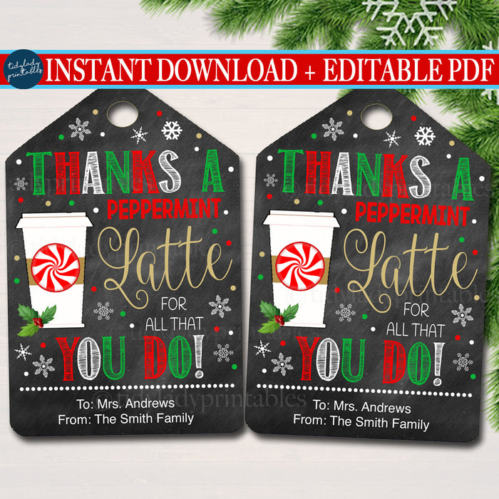 Christmas Gift Tags - Thanks a Latte for all you do — TidyLady Printables