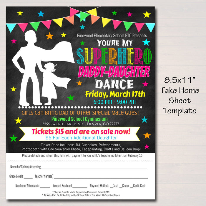 Daddy Daughter Superhero Theme School Dance Set Printable — TidyLady Printables daddy-daughter-superhero-theme-school-dance-set-printable-tidylady-printables