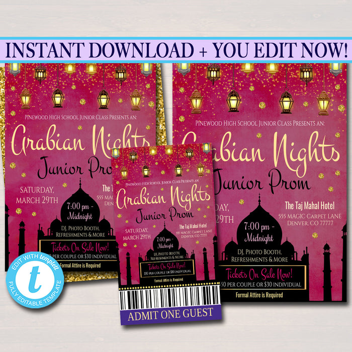 Arabian Night Theme Prom Dance Set | TidyLady Printables Arabian Night Theme Prom Dance Set | TidyLady Printables