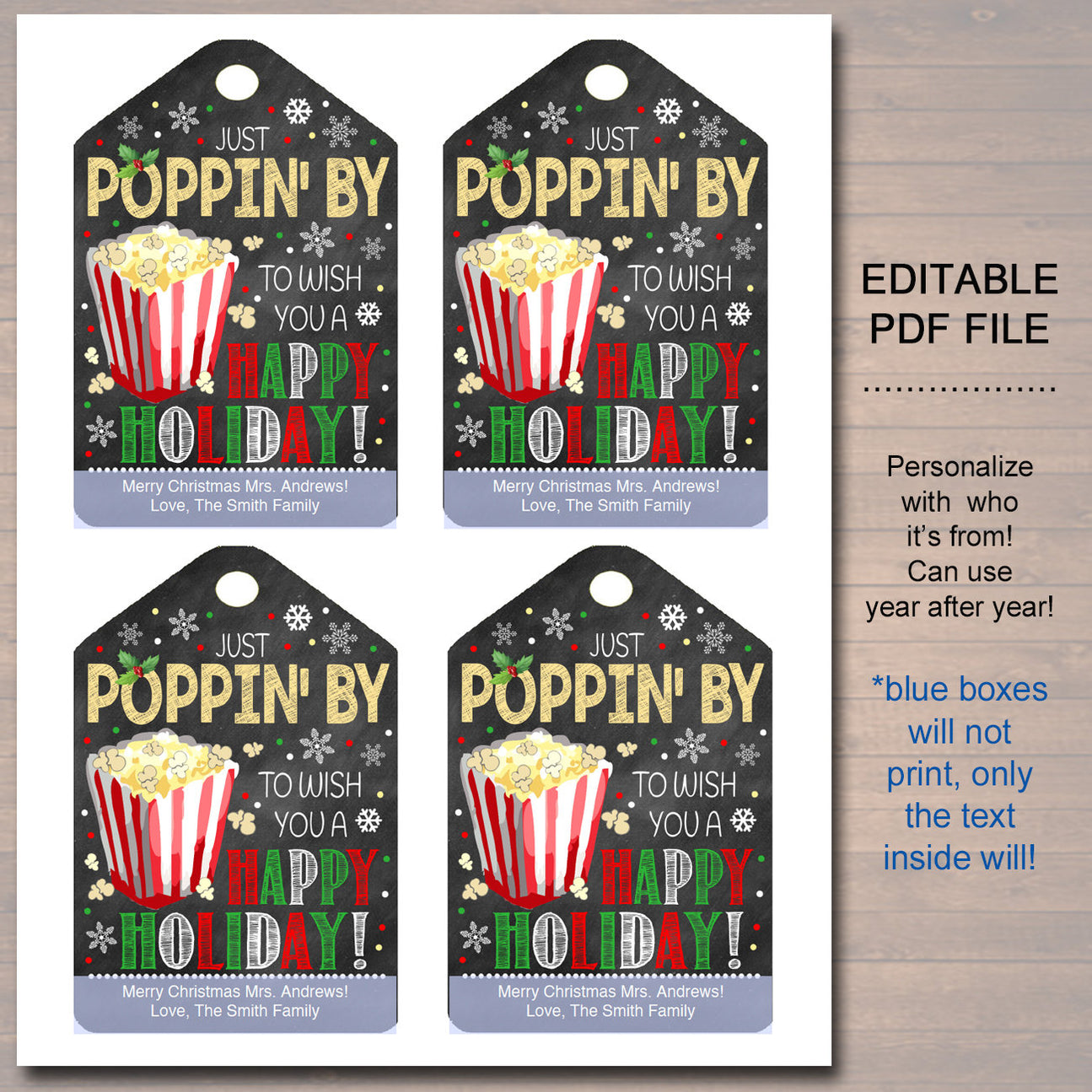 Christmas Popcorn Gift Tag | TidyLady Printables