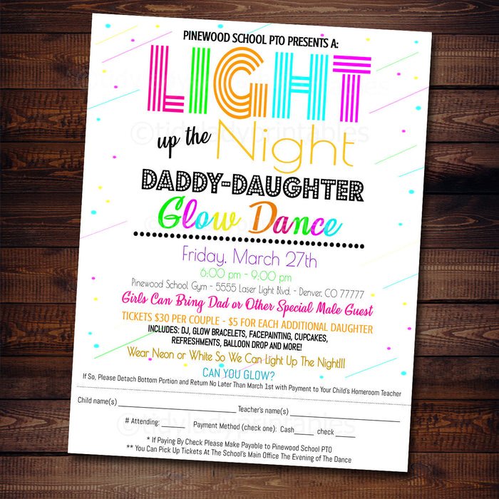 Glow Dance Set - School Dance Flyer Party Invite