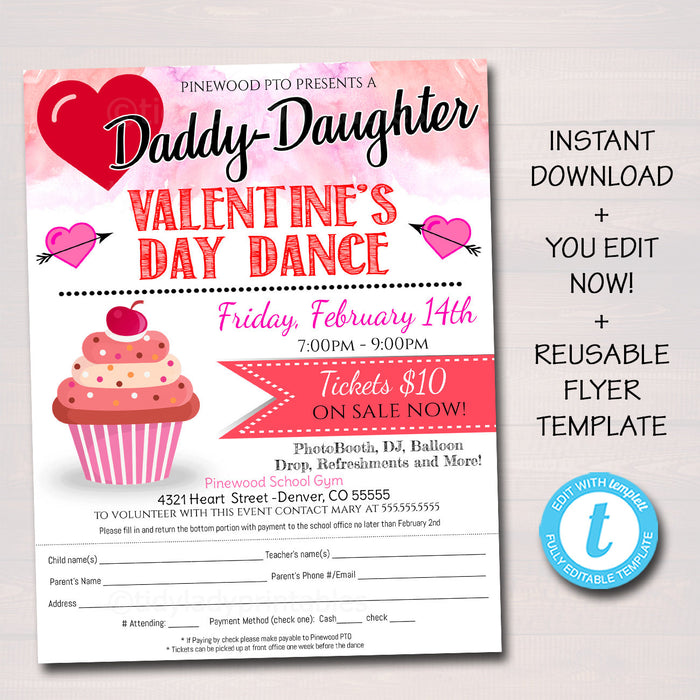 Daddy Daughter Sweetheart Valentine's Day Dance Take Home Invite
