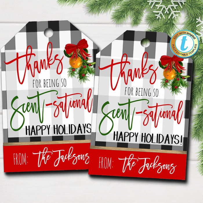 Christmas Gift Tags, Thanks for Being so Scent-sational, Lotion Soap Gift Tag, Holiday Teacher Appreciation, Secret Santa,  Template