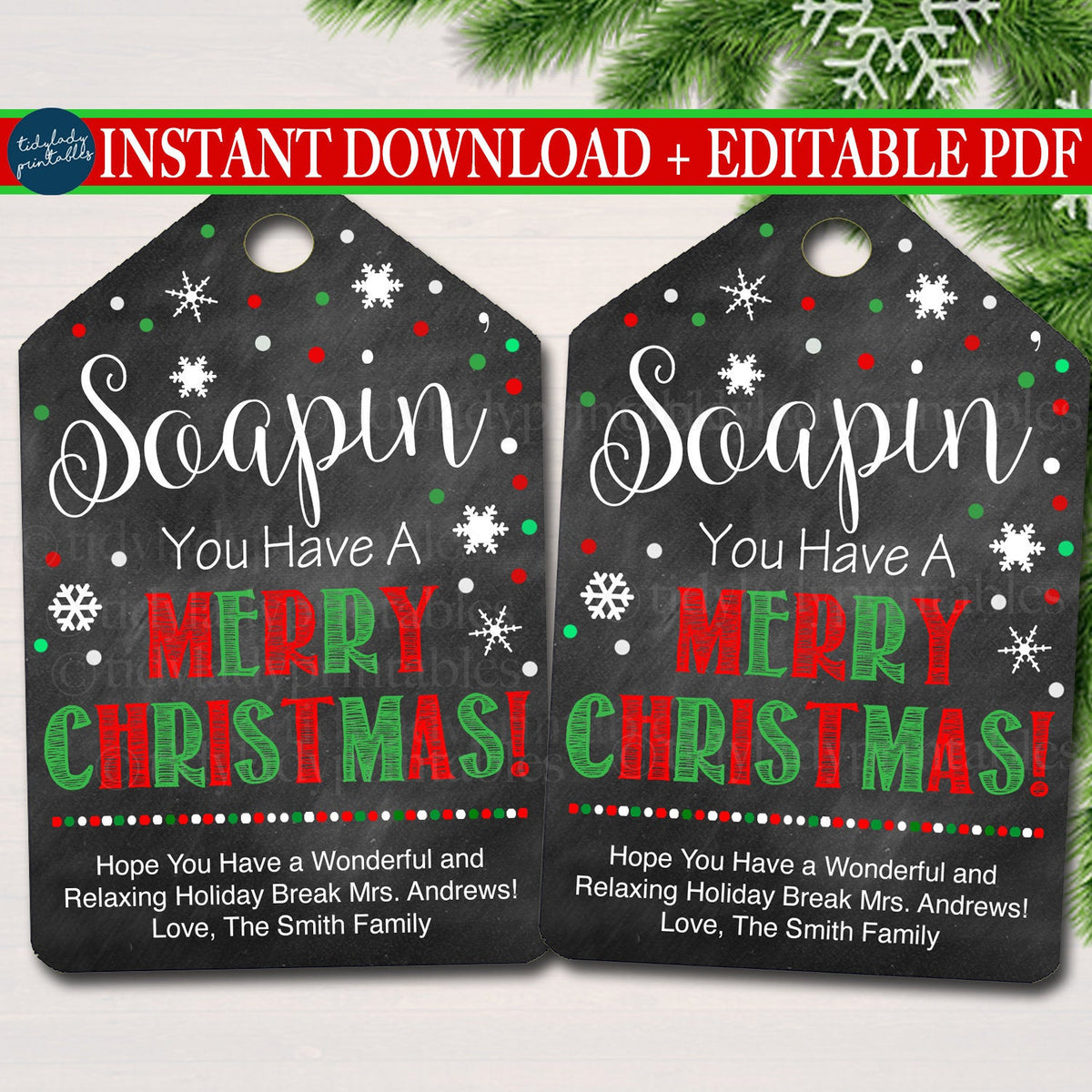 christmas gift tag - soapin' you have a merry christmas — tidylady