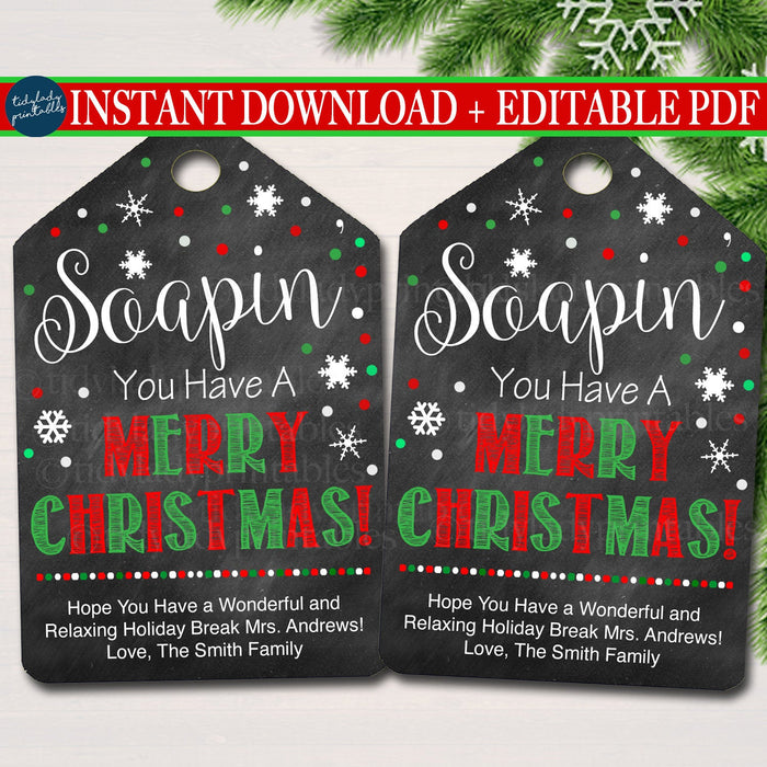 Christmas Gift Tag, Soapin' You Have a Merry Christmas, Holiday Soap Gift Tag, Secret Santa, Hands Down Xmas Staff Teacher
