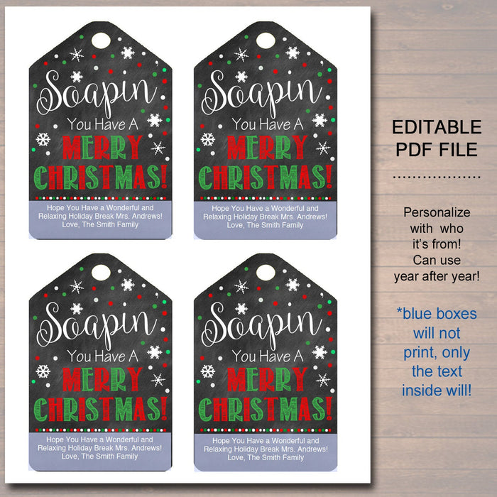 Hand Soap / Body Wash / Wash Cloth Gift Tags Digital Printables We WASH You  Merry Christmas & We SOAP You Have A Merry Christmas (Download Now) 