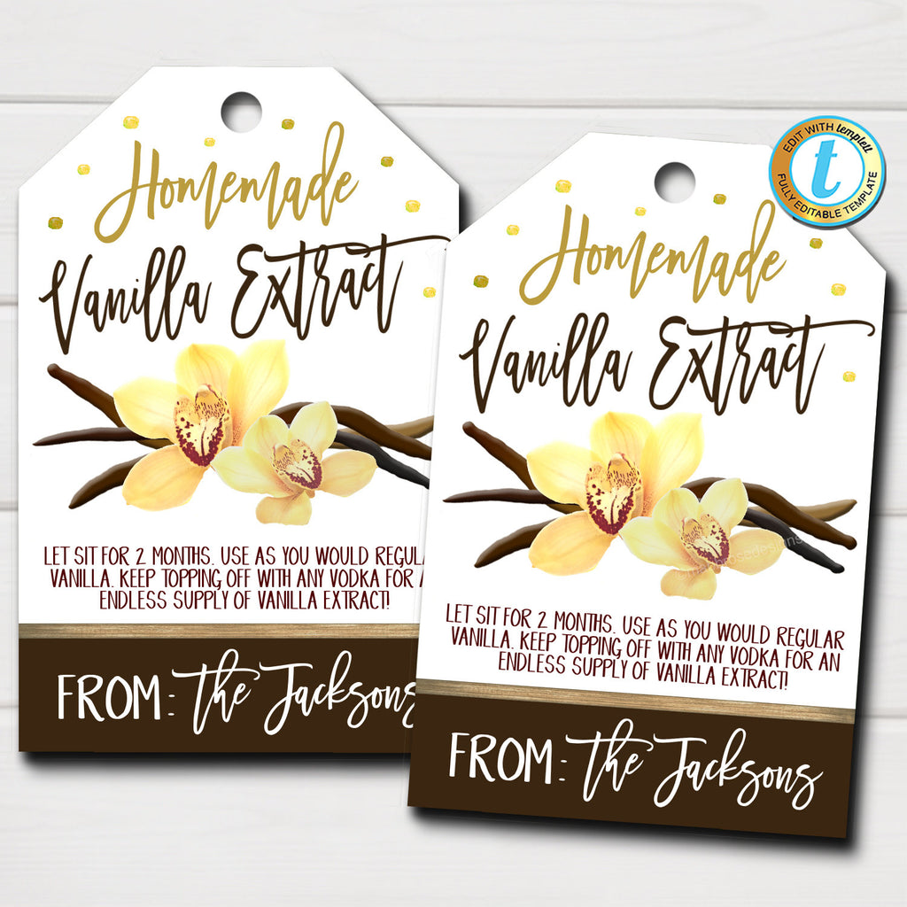 Homemade Vanilla Labels Vanilla Extract Gift Tags, Homemade Vanilla ...