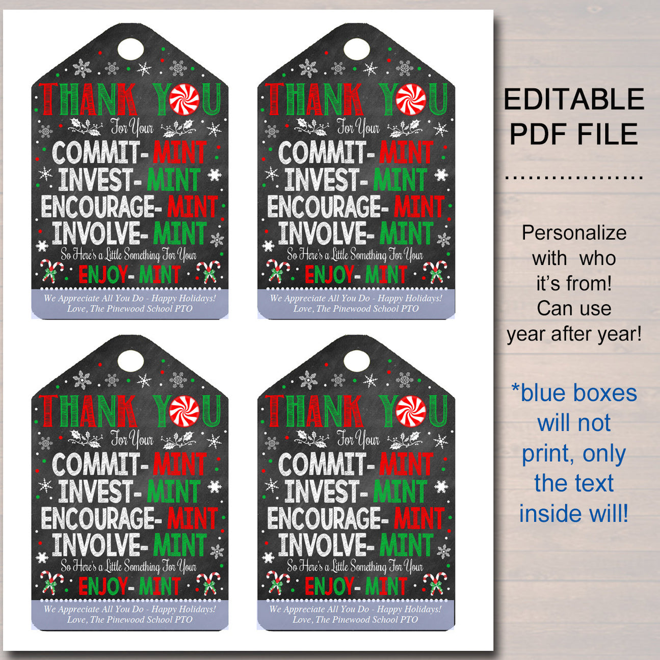Christmas Mint Gift Tag TidyLady Printables