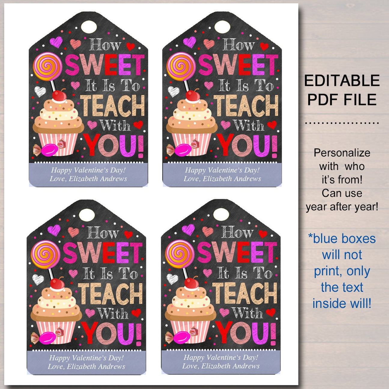 Valentines Day Teacher Coworker Favor Tags — TidyLady Printables