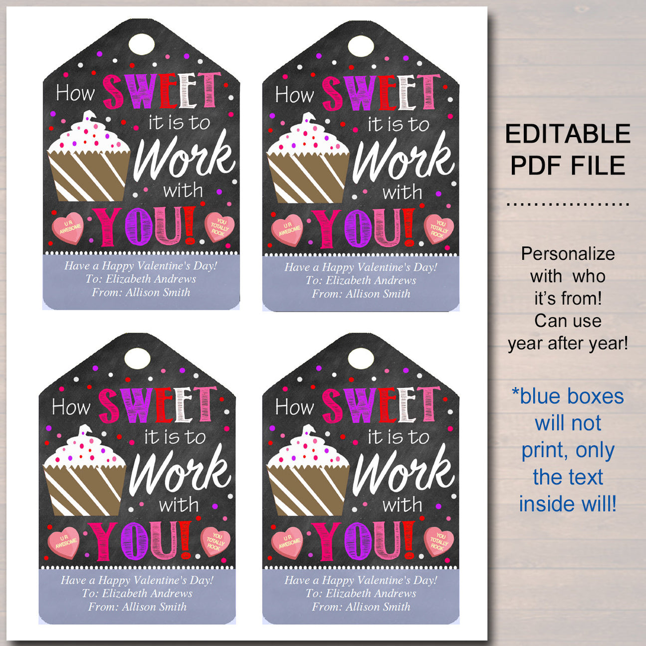 Valentines Day Coworker Favor Tags - Company Staff Appreciation Labels ...