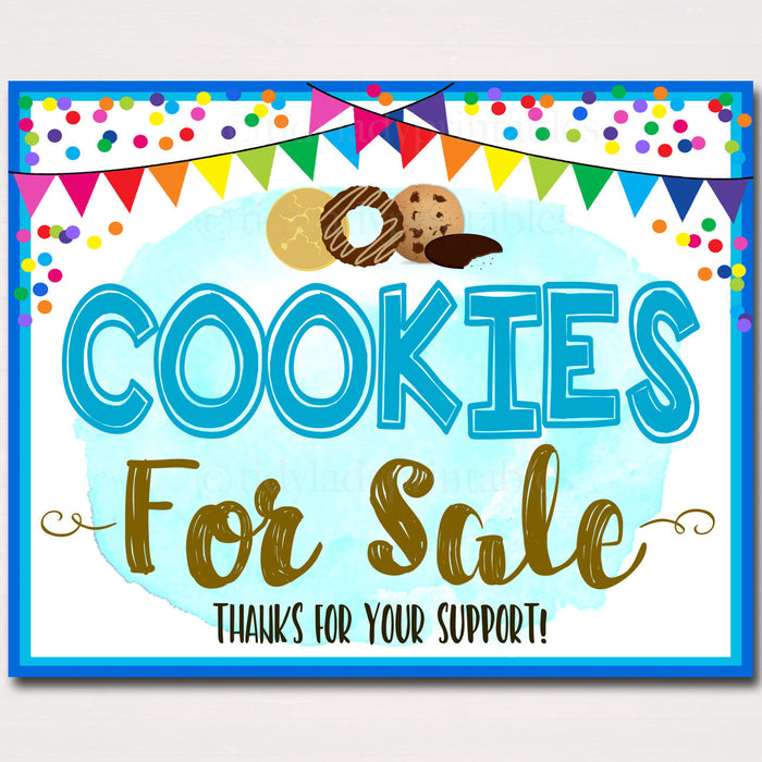 Cookie Booth Sign, Cookies Sold Here Printable