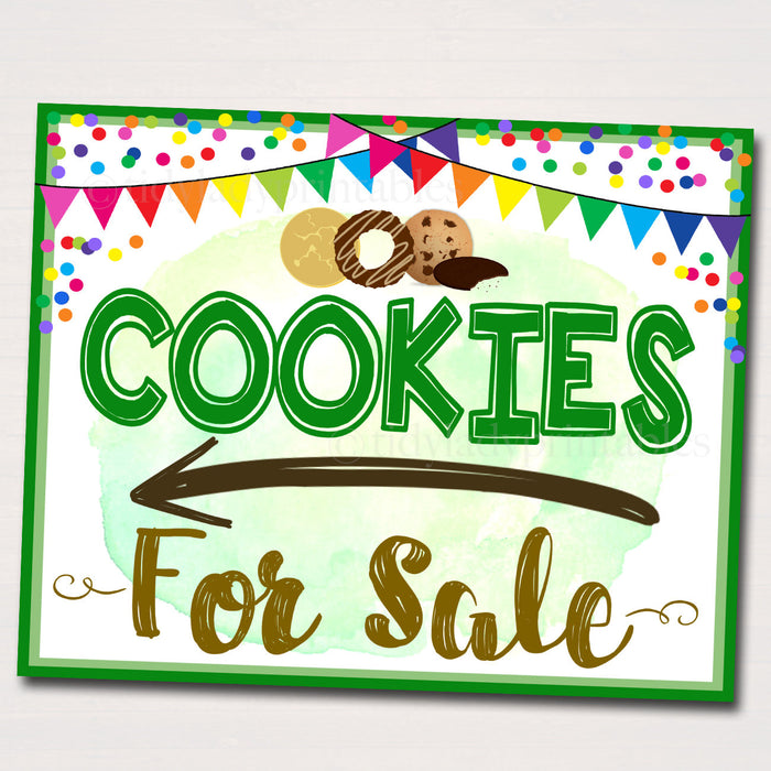 Cookie Arrow Signs - Cookies Sold Here Printable  INSTANT DOWNLOAD