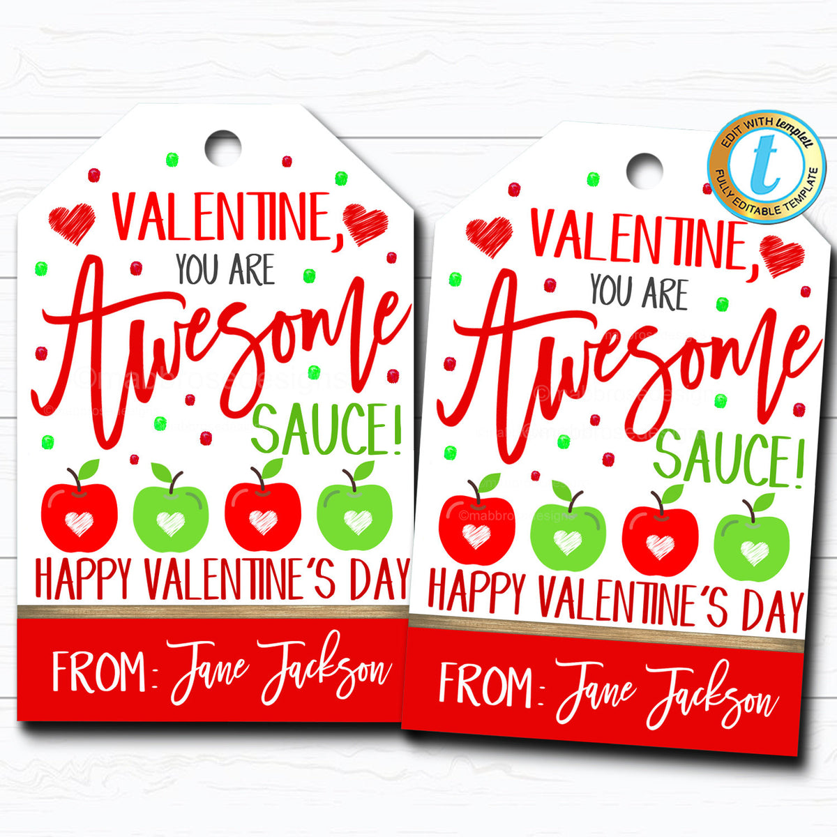 Valentine Applesauce Tag - You're Awesome Sauce Printable — TidyLady ...