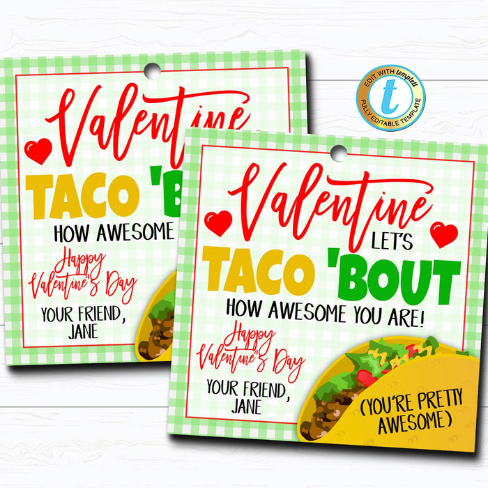 Valentine Gift Tags, Nacho Average Valentine Fiesta, Taco bout Awesome Gift Chip Label School Teacher Staff Valentine, DIY  Template