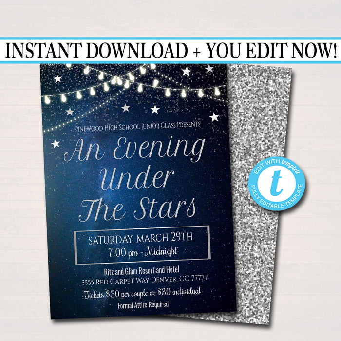 An Evening Under The Stars Prom Dance Invitation Printable