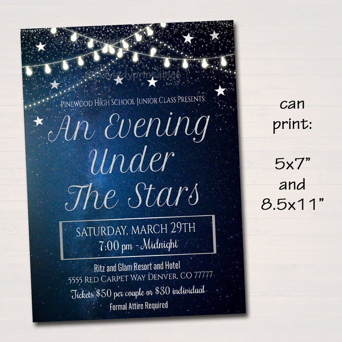 An Evening Under The Stars Prom Dance Invitation Printable