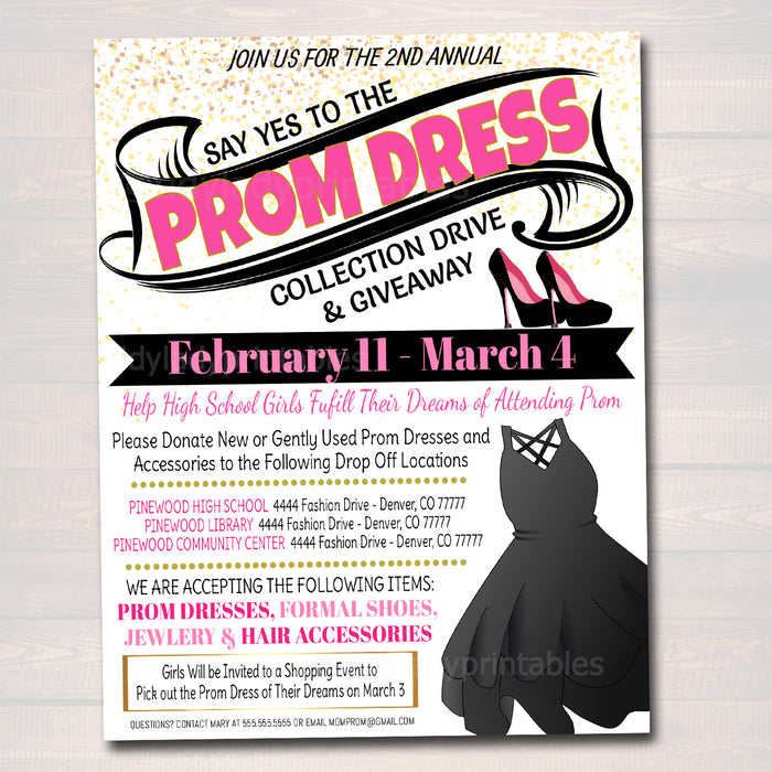 Prom Dress Fundraiser Flyer - Prom Dress Donation Drive Prom Dress Fundraiser Flyer - Prom Dress Donation Drive