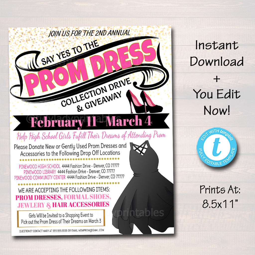 Prom Dress Fundraiser Flyer