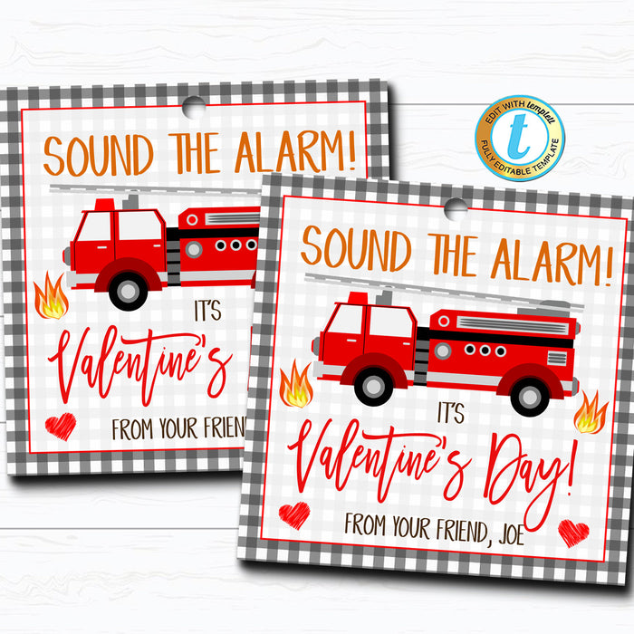 Fire Truck Valentine's Day Gift Tag | TidyLady Printables fire-truck-valentine-s-day-gift-tag-tidylady-printables
