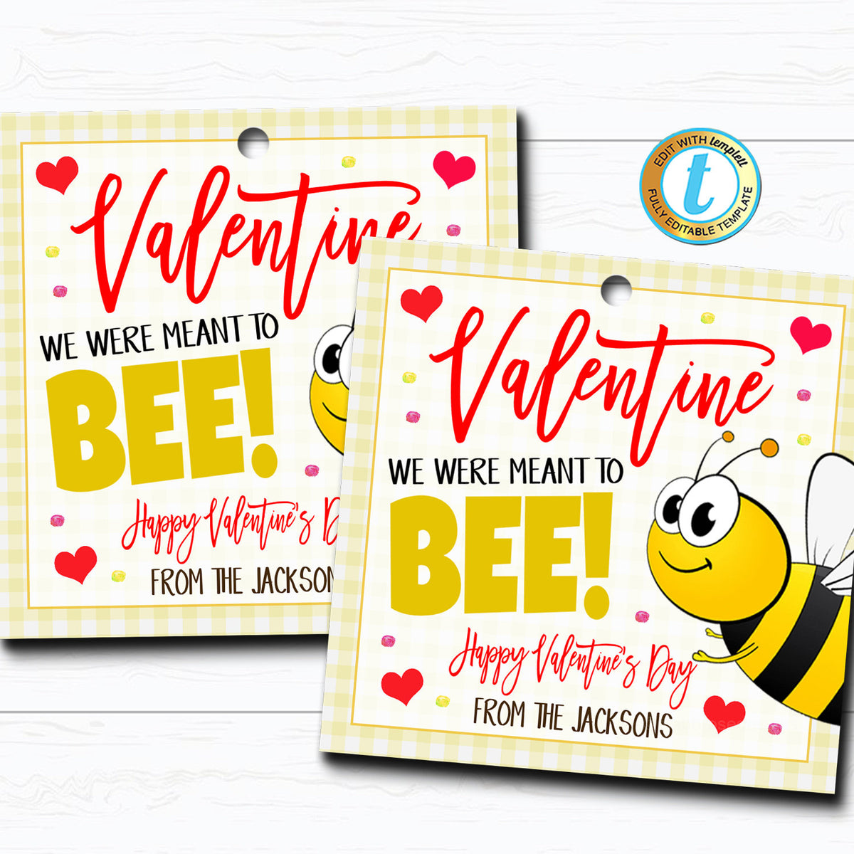 Valentine Bee Tag, We Were Meant To Bee | TidyLady Printables