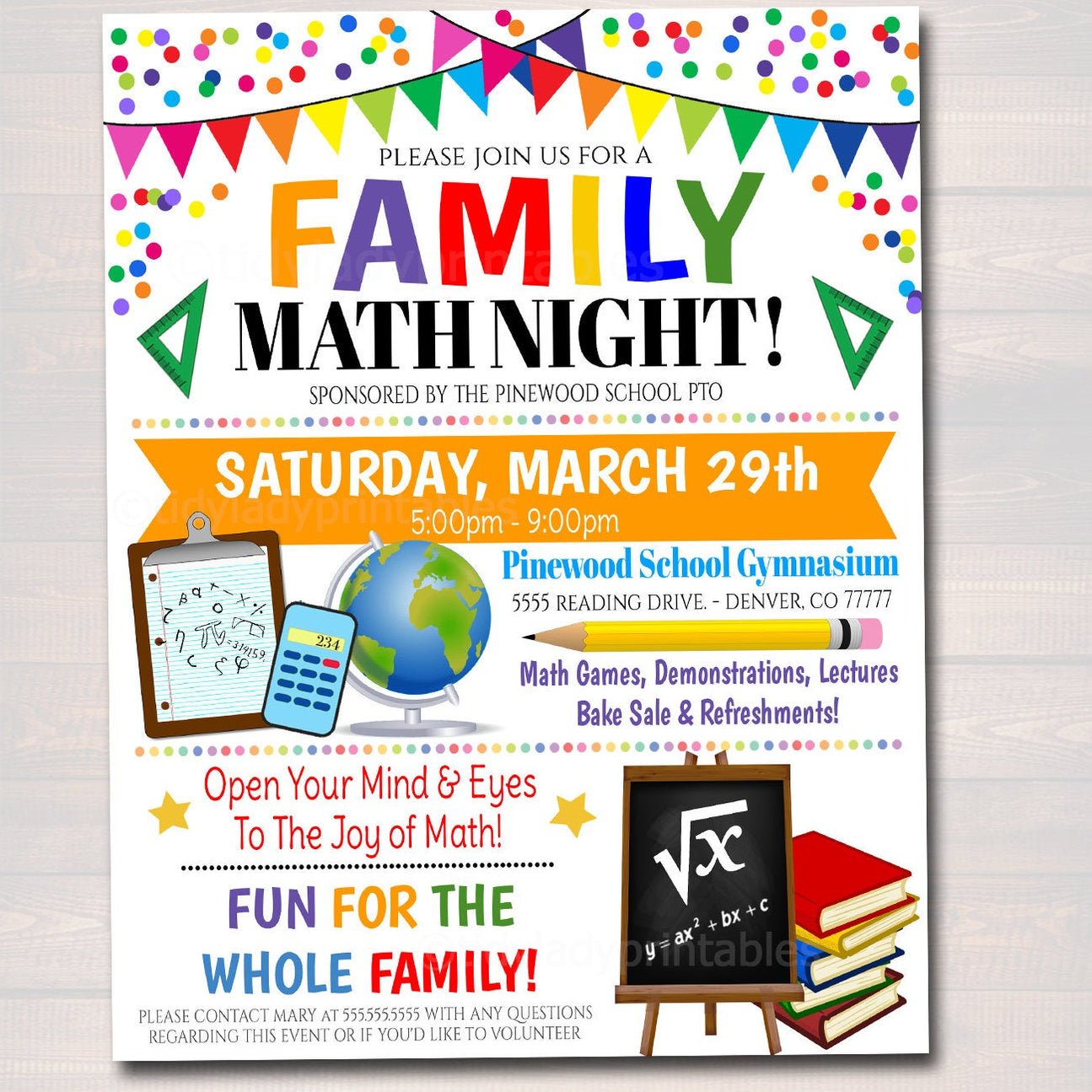 Printable Math Flyer Family Math Night Flyer - TidyLady Printables