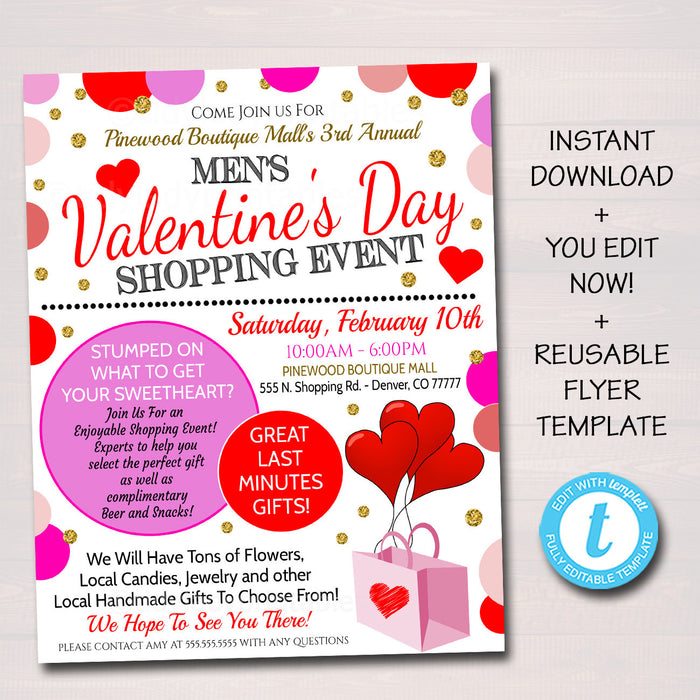 Valentine's Day Shopping Event Flyer - Printable Template for All Stores!