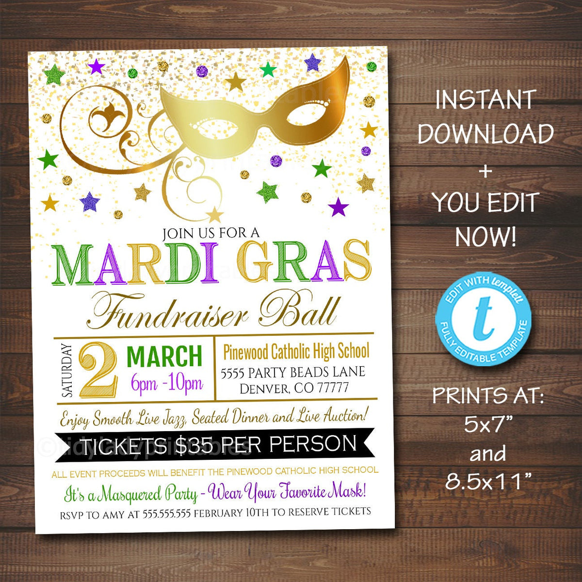 mardi-gras-masquerade-invitation-flyer-tidylady-printables for Free Mardi Gras Printable Invitations Mardi Gras Masquerade Invitation Flyer | TidyLady Printables for Free Mardi Gras Printable Invitations