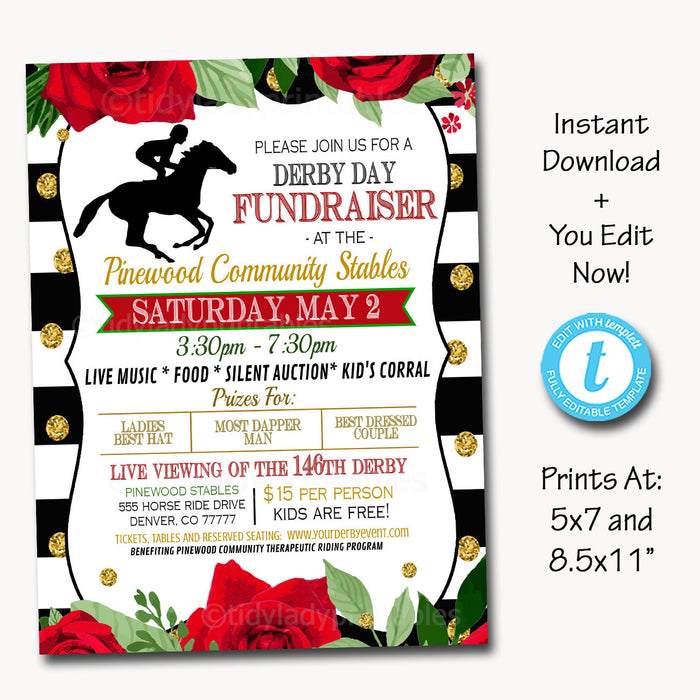 Derby Fundraiser Flyer - Invitation
