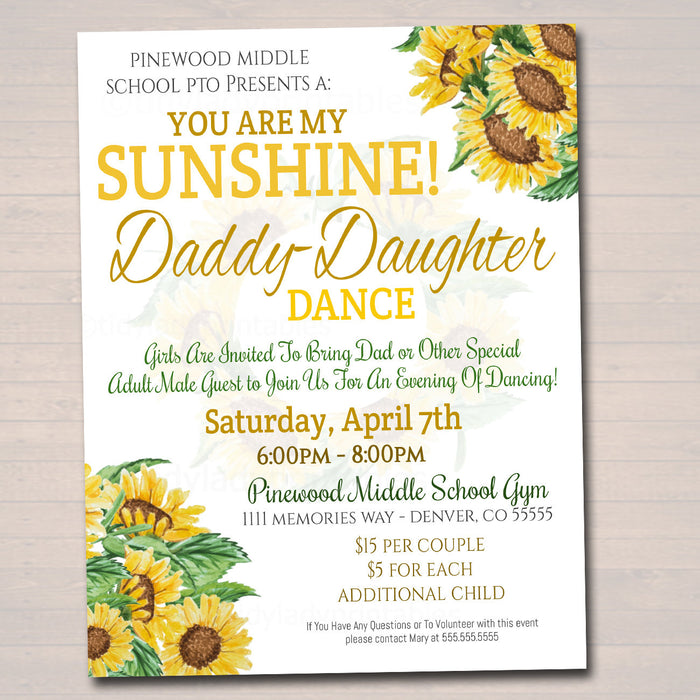 Daddy Daughter Dance, You Are my Sunshine Themed