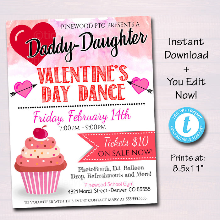 Daddy Daughter Sweetheart Valentine's Day Dance Invite