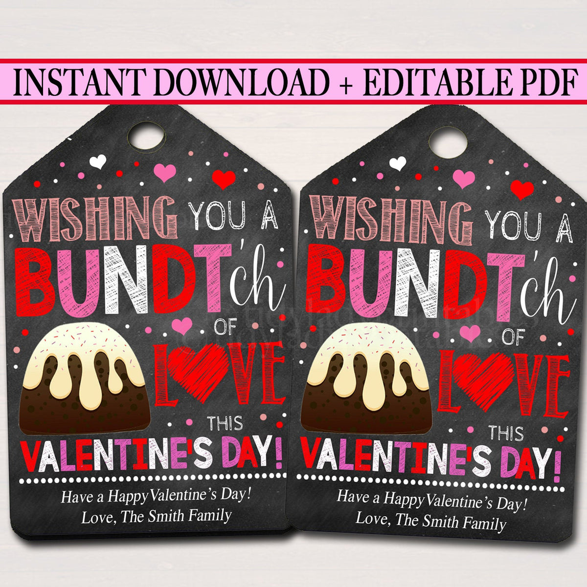 Valentine's Day Bundt Cake Gift Tags | TidyLady Printables