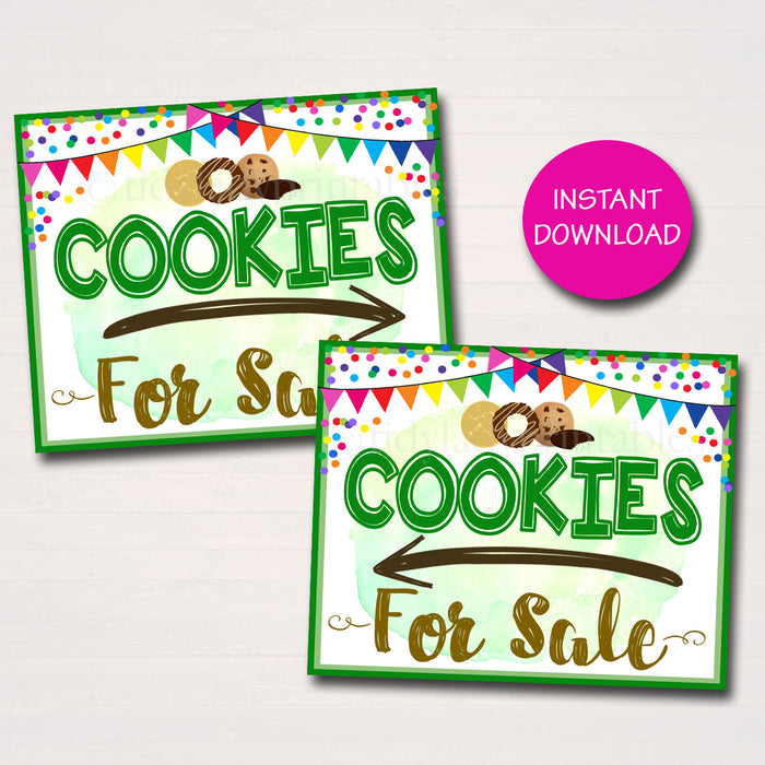 Cookie Arrow Signs - Cookies Sold Here Printable  INSTANT DOWNLOAD