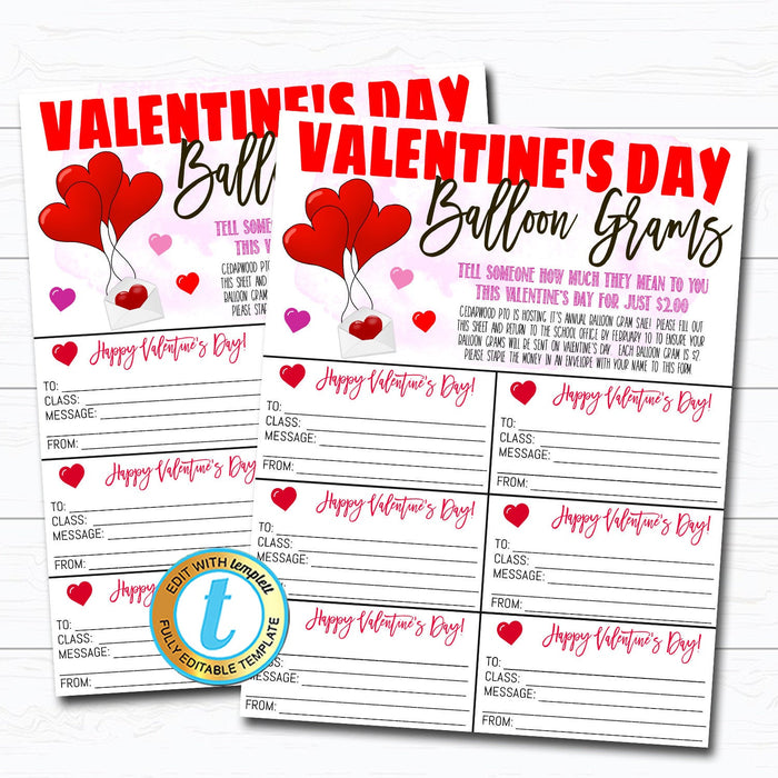 Valentine's Day Balloon Gram Flyer Printable Template