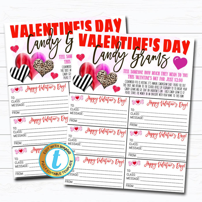 Valentine's Day Candy Gram Flyer Printable Template