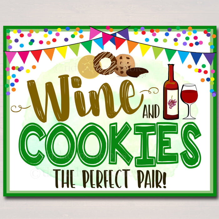 Cookie Booth Sign, Wine and Cookies the Perfect Pair! Cookie Booth Poster, Marketing Display Cookie Sales, INSTANT DOWNLOAD Fundraiser Booth