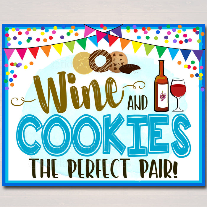 Cookie Booth Sign, Wine and Cookies the Perfect Pair!