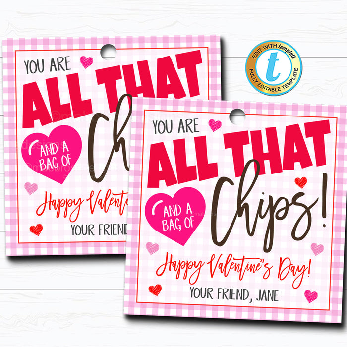 Valentines Gift Tag, Valentine Appreciation Gift  DIY Editable Template