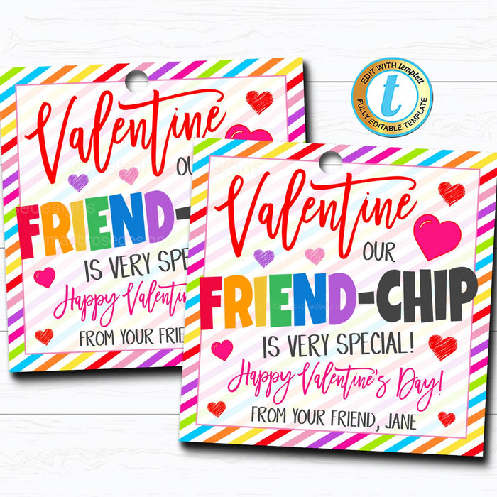 Valentines Chips Gift Tag, Valentine Friend-chip Gift  DIY Editable Template