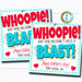 Valentine Whoopie Gift Tags, Awesome Blast Valentine Tag, Boy Toy Kid Classroom School Teacher Party Valentine, DIY Editable Template