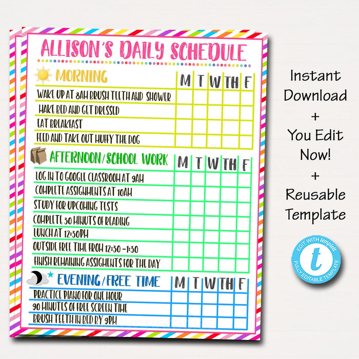 Printable Homeschool Schedule - Homework Organizer Template — TidyLady  Printables