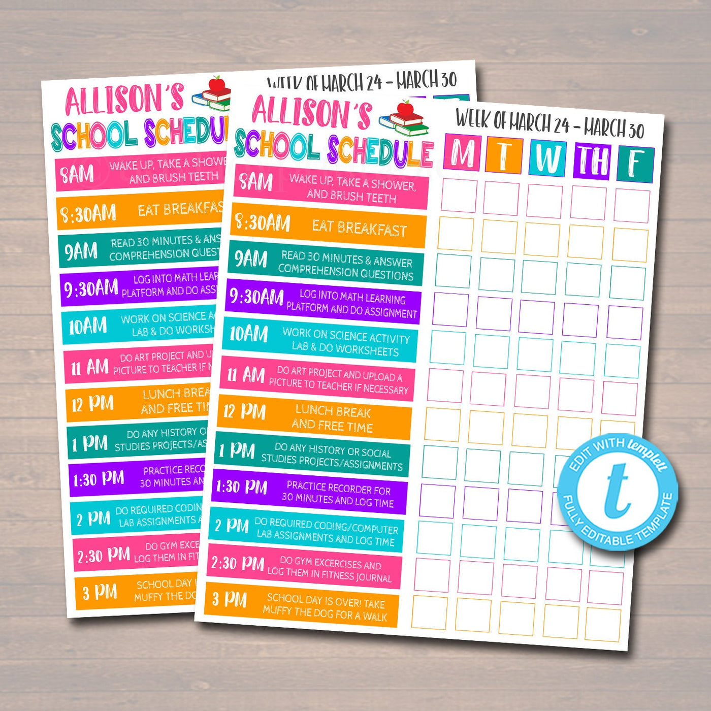 Homeschool Schedule Weekly Checklist Editable DIY Template TidyLady homeschool-schedule-weekly-checklist-editable-diy-template-tidylady