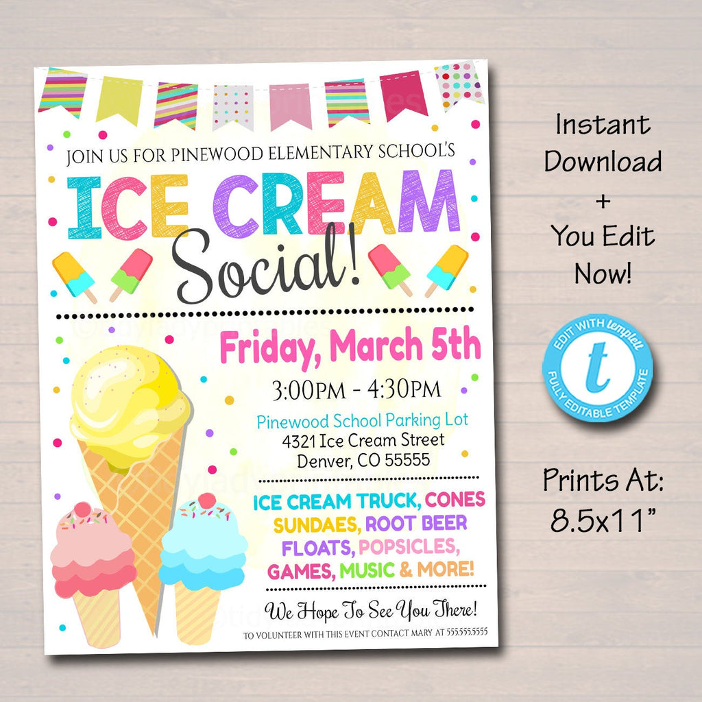 Ice Cream Social Flyer - Editable Template ice-cream-social-flyer-editable-template