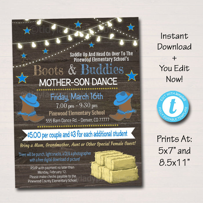 Mother Son School Dance Barn Theme Invite Ticket Set — TidyLady Printables mother-son-school-dance-barn-theme-invite-ticket-set-tidylady-printables