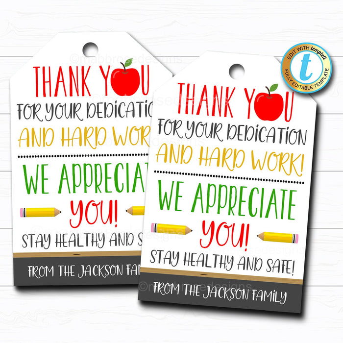 Teacher Appreciation Gift Tag - Appreciation Week DIY Editable Template