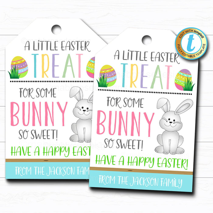 Easter Treat Tag Printable Candy Gift  "A Treat for Some Bunny So Sweet" Easter Basket Party Favor Tags DIY Instant Download Editable Template