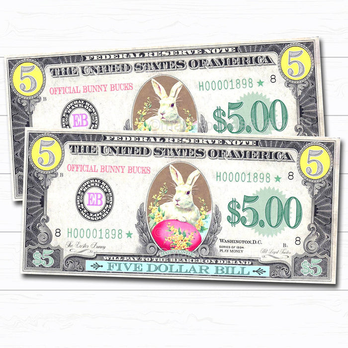 Printable Easter Bunny Money - Play Bunny Bucks - Morning Activity Egg Filler Basket Hunt DIY Instant Download