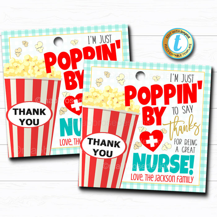 Nurse Appreciation Gift Tag - Thank You Frontlines Worker, Medical Hospital Staff Doctor Gift, Nurse Appreciation Week DIY Editable Template