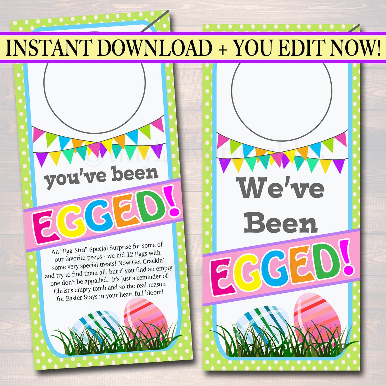 you-ve-been-egged-door-hangers-easter-egg-hunt-sign-kit-easter-print-tidylady-printables for Free Printable You Ve Been Egged Printable You've Been Egged Door Hangers, Easter Egg Hunt Sign Kit, Easter Print — TidyLady Printables for Free Printable You Ve Been Egged Printable