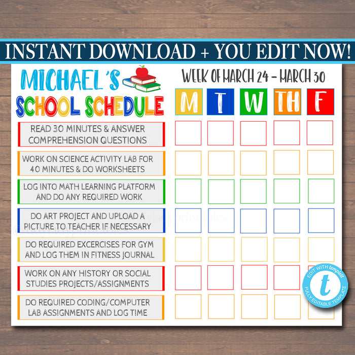 Printable Homeschool Schedule - Daily Checklist Template — TidyLady Printables printable-homeschool-schedule-daily-checklist-template-tidylady-printables