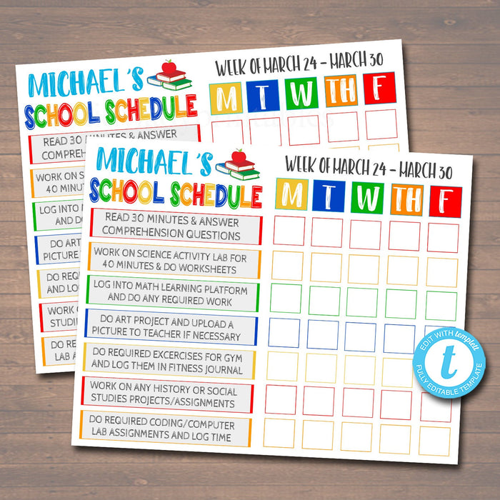 Homework Organizer Student Calendar Planner Template — TidyLady Printables